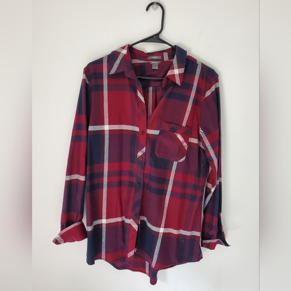 Eddie Bauer classic fit button down plaid shirt